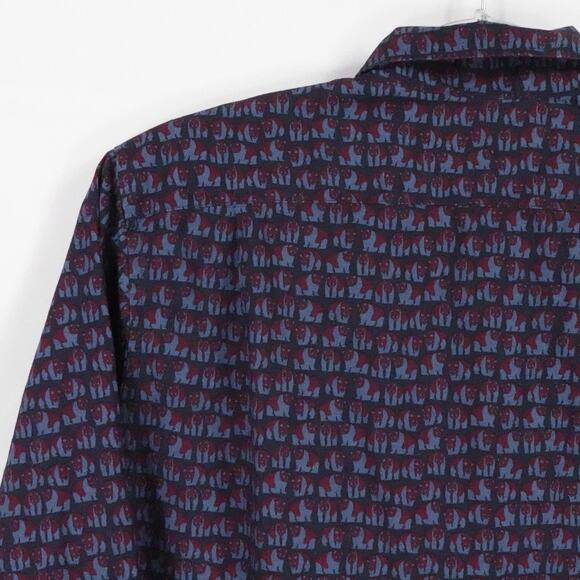 Bonobos Shirt Mens Medium Blue Red Animal Print Beat Slim Fit Casual Office - Picture 8 of 16